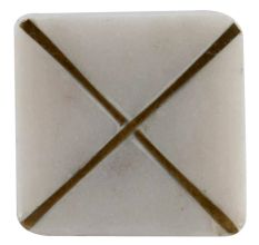 White Stone Square Gold Cross Dresser Knob
